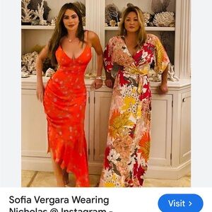 NICHOLAS Red and White Floral Dress